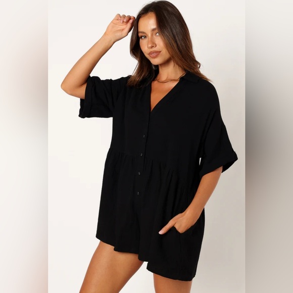 Petal & Pup Black Romper - Picture 1 of 7